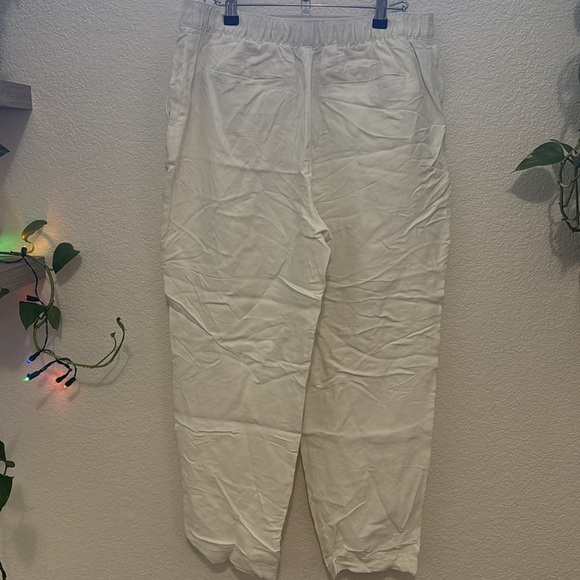 Halston White Linen Blend High Rise Trousers - Size L - Picture 5 of 6